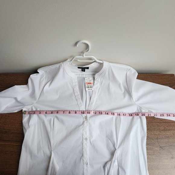 Vintage Le Chateau White Dress Shirt with Attached Tie-Belt Size L NWT - Picture 6 of 10